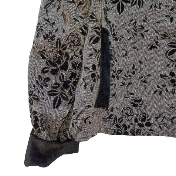 VTG Painted Pony Velvet Burnout Jacket Womens M Black Gray Floral USA Boho - Picture 2 of 8
